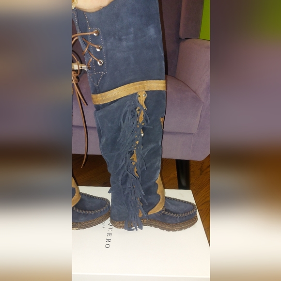 SOLD El Vaquero Coleen Drifter Tall Moccasin Boots Navy Brand New in Box - Picture 6 of 16